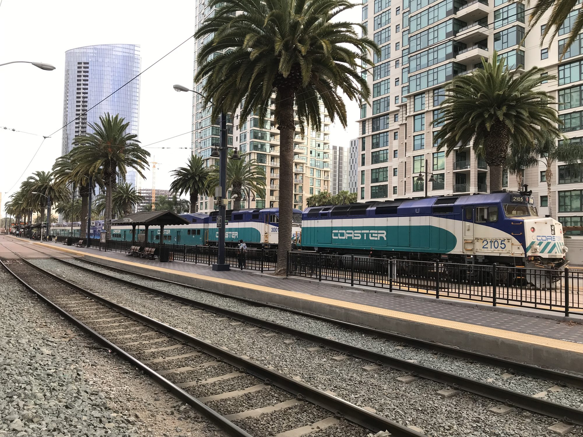 COASTER No. 2105 at Santa Fe Depot, San Diego, July 17, 2019