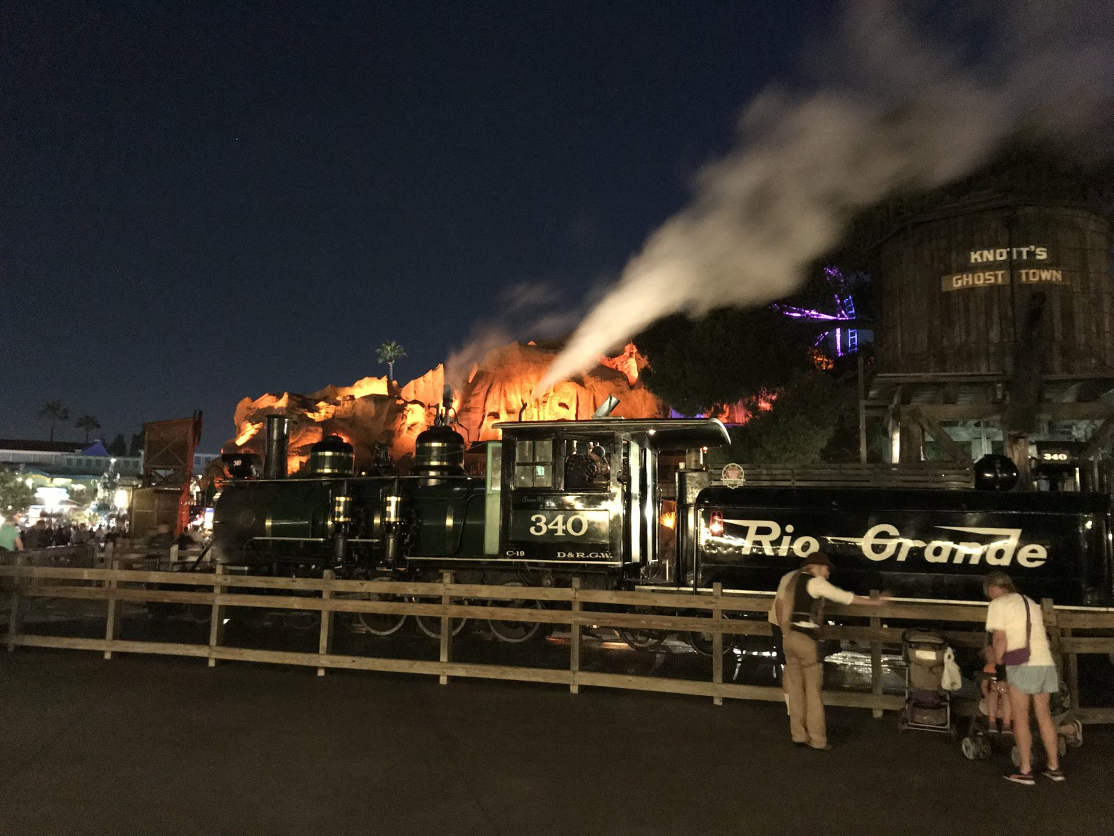 No. 340 at night beside Knott’s Ghost Town