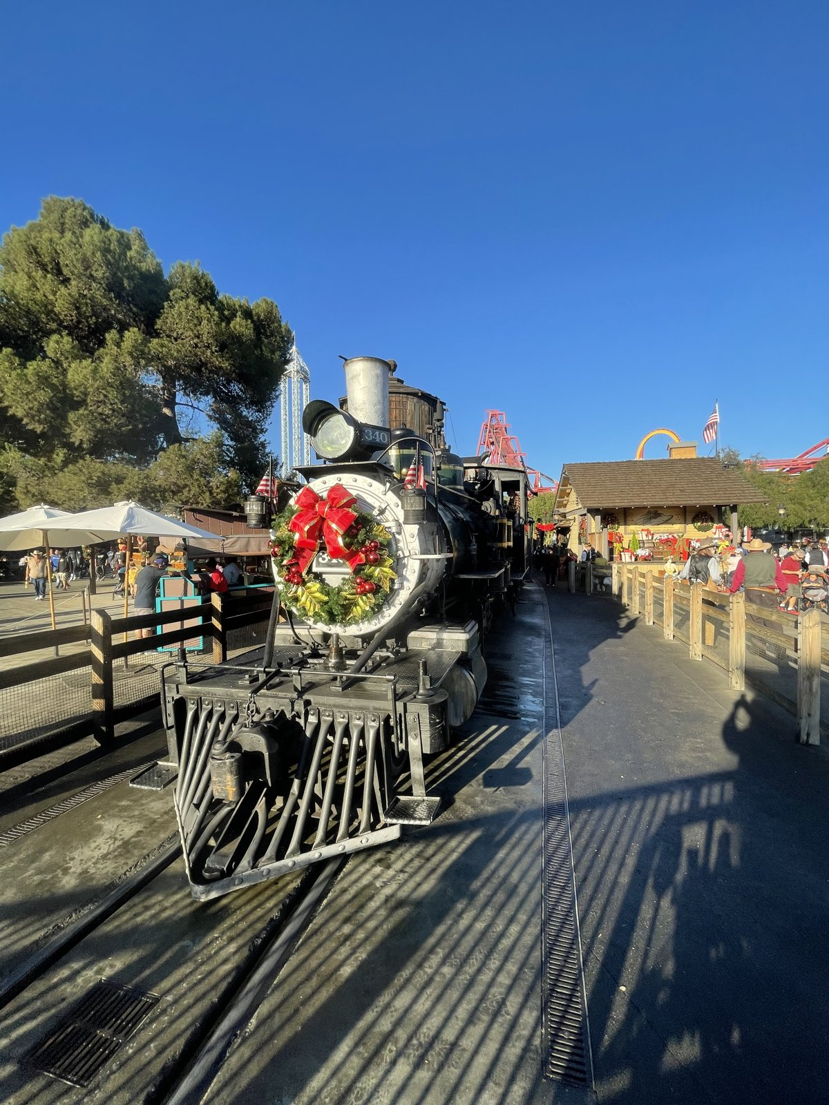 No. 340 with a holiday wreath at Knott’s Berry Farm